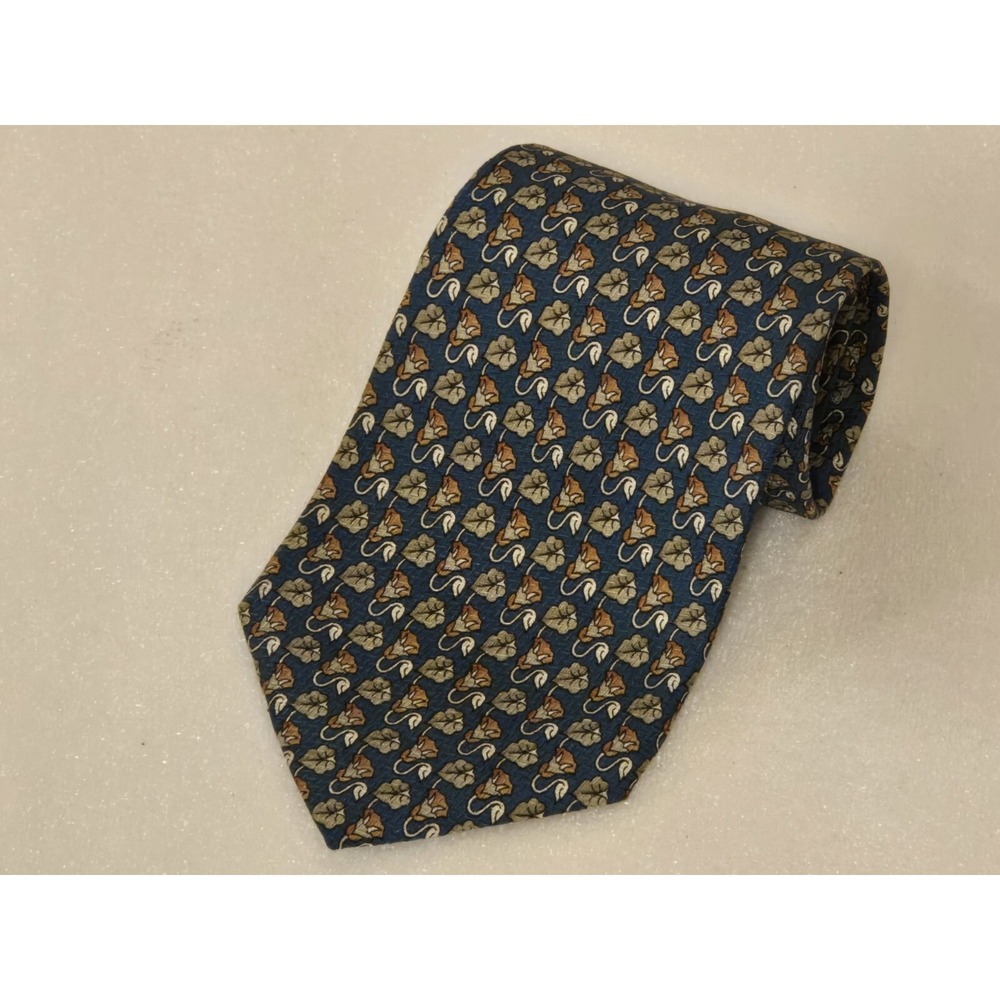 Paul Frederick 100% Silk Necktie Floral Blue Red 58" Made In USA Tie‎ Flowers